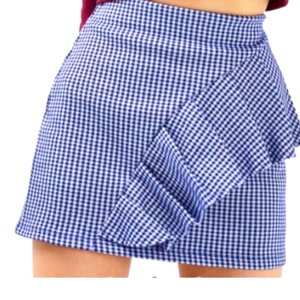 Topshop Blue Gingham Ruffle Mini Skirt | Ruffled MiniSkirt woman’s juniors 6